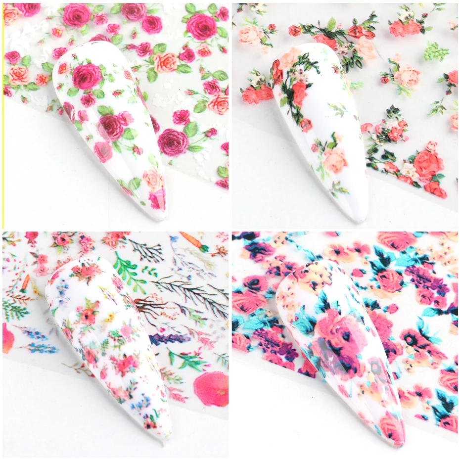 Переводные фольгированные наклейки для дизайна ногтей простые слайдеры с