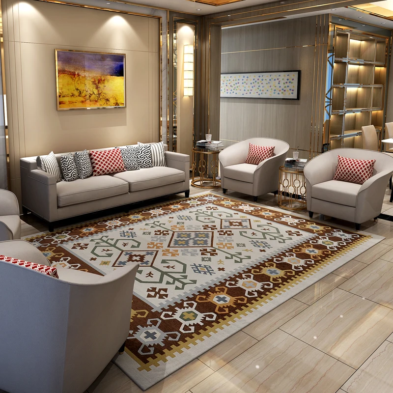 

Chinese Style Living Room Rug Parlor Rectangle Carpet For Bedroom Sofa Coffee Table Geometric Persian Modern Retro Mat Carpet
