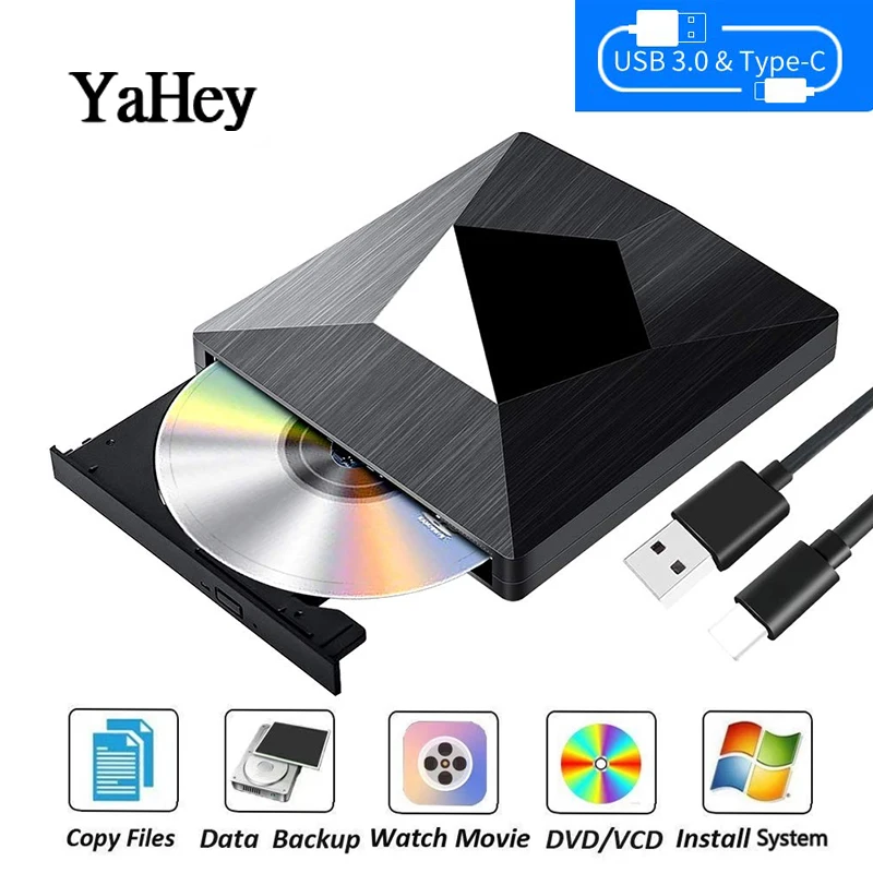 YAHEY 2019 USB 3 0 Type C Внешний привод CD/DVD RW ГОРЕЛКА оптический писатель плеер для Apple Mac book