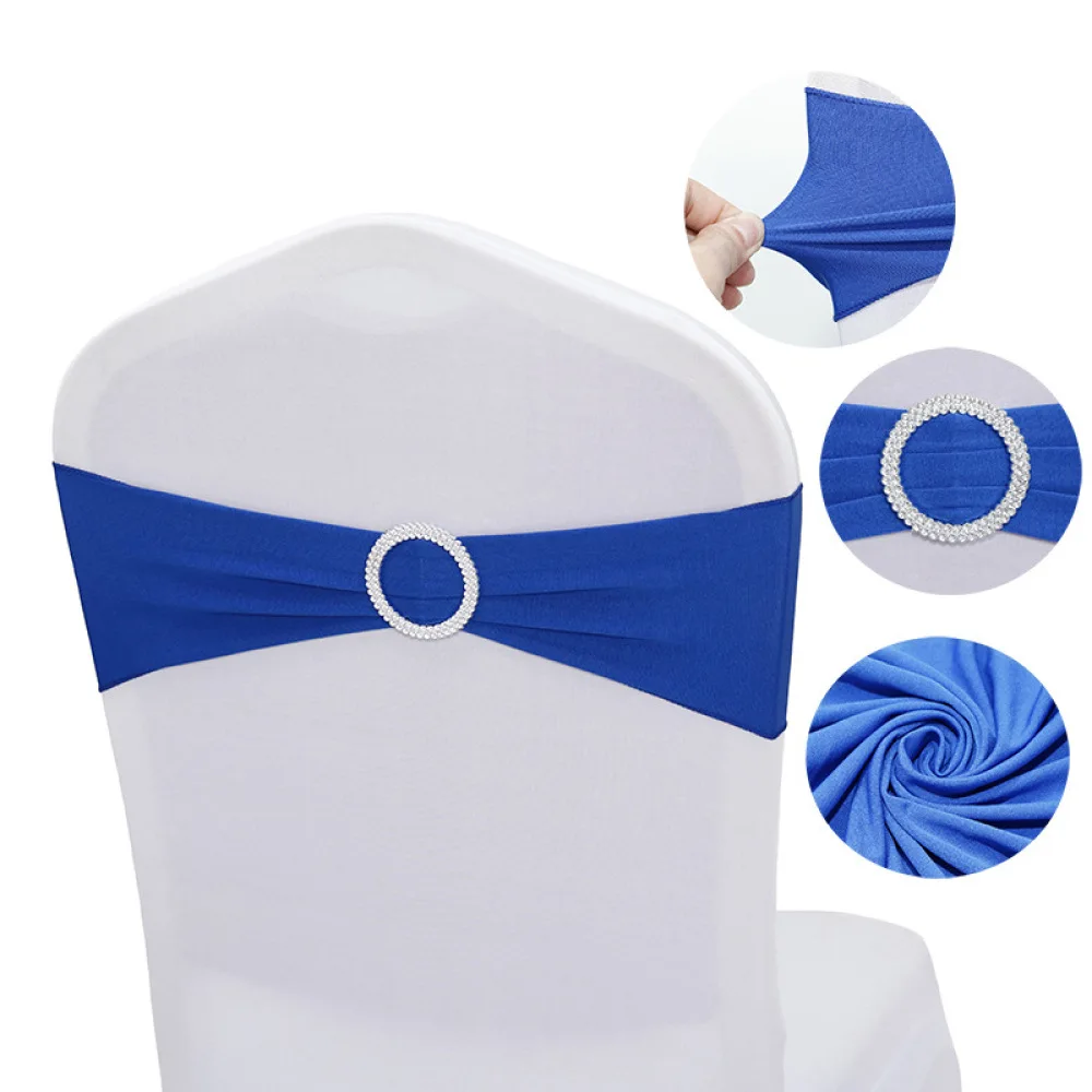 

10PCS Wedding Elastic Chair Sashes Spandex Band Bow with Round Ring Chair Sashes for Banquet Party Decoration Hotel Chairs Tie
