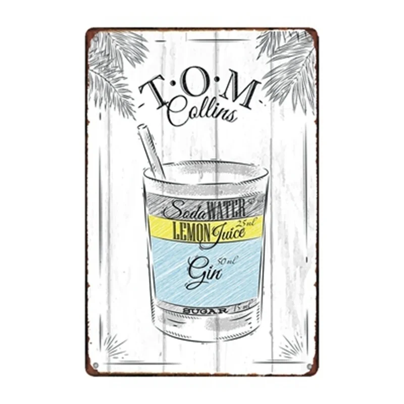 

Металлический оловянный знак Том Коллинз, 20*30 см, стикер, декор для бара, паба, дома, винтажный Ретро-постер