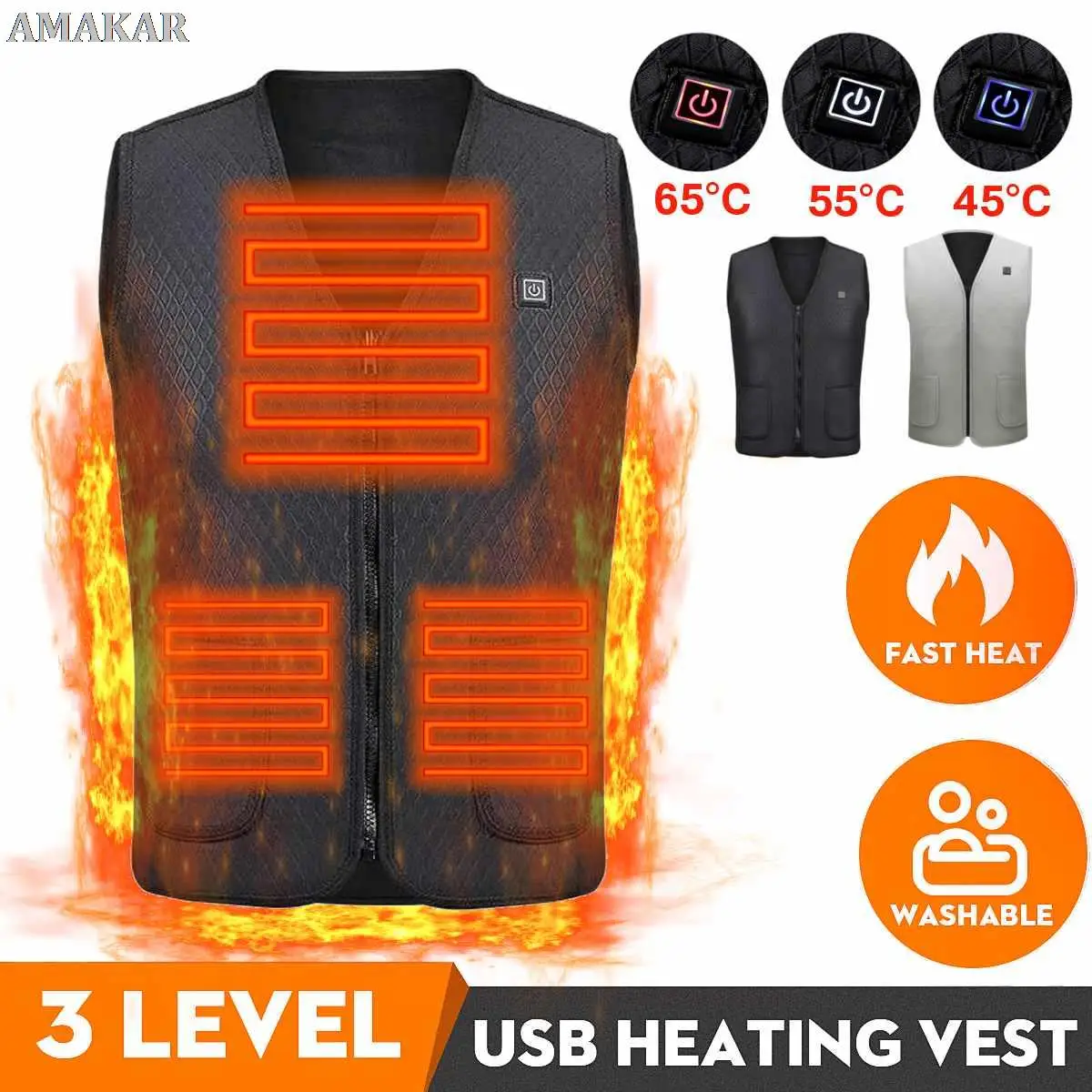 

Intelligent Electric Heated Vest Outdoor Heating Jacket Tank Top Hiking Clothing USB Charging Clothes Submersible