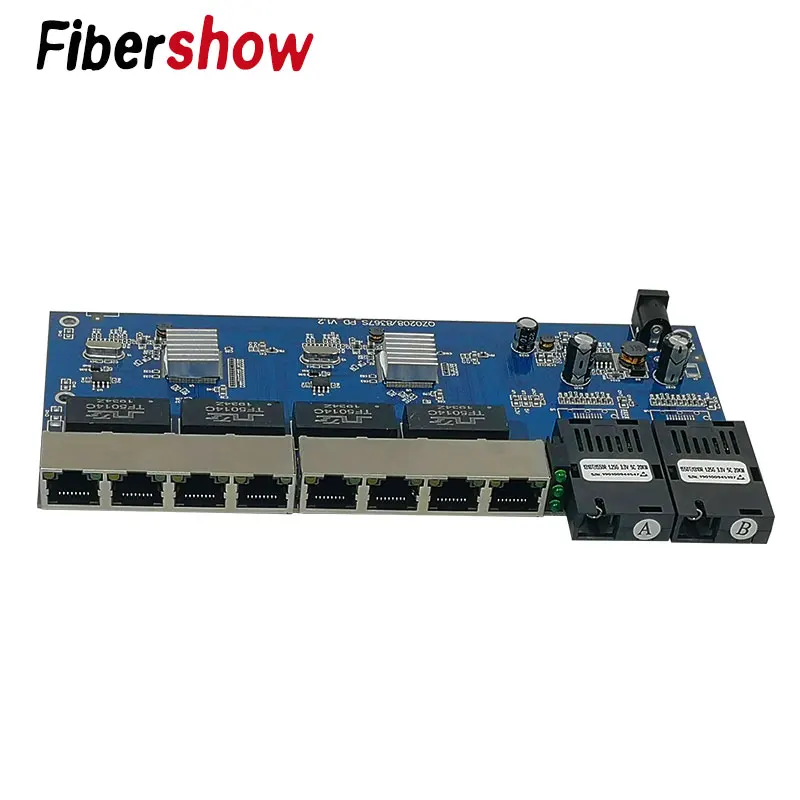 Гигабитный Ethernet-коммутатор обратное POE Питание переключатель 8 RJ45 2 SC волокно медиа конвертер волоконно-оптического кабеля UTP Порты и разъёмы 10/100/1000 м PCBA