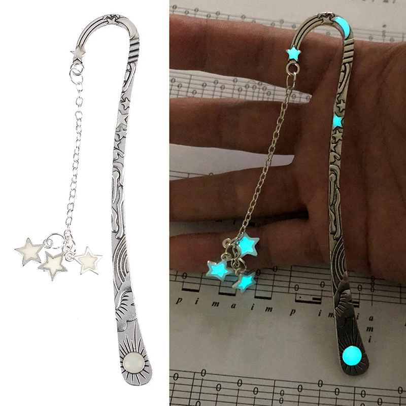 

Luminous Creative Moon Stars Bookmark Vintage Retro Metal Book Marks For Girls Gift Novelty Stationery School Supplies