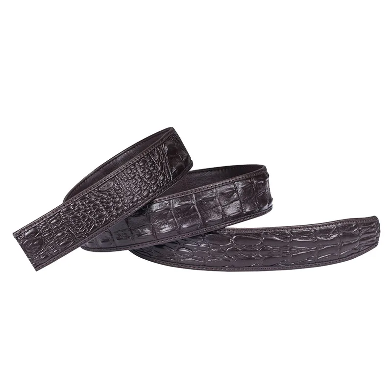 

3pcs/lot Men's Belt For Automatic Buckle Cowhide Genuine Leather Belt without buckle Luxury Crocodile Belt Brown Belts