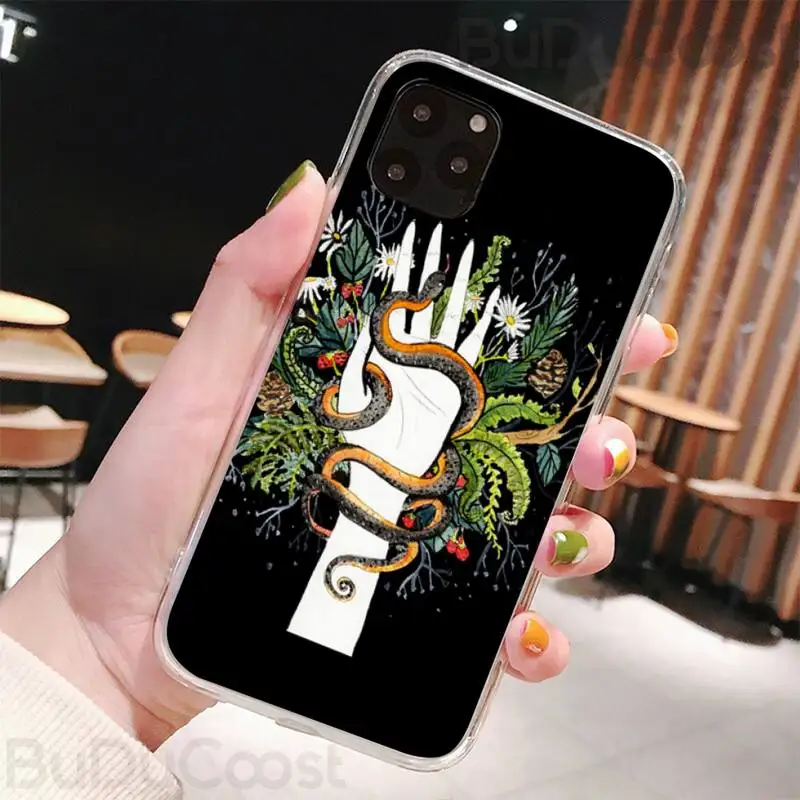 

Hand snake flower pattern Phone Case for iPhone 8 7 6 6S Plus X 5S SE 2020 XR 11 pro XS MAX 12 12Mini