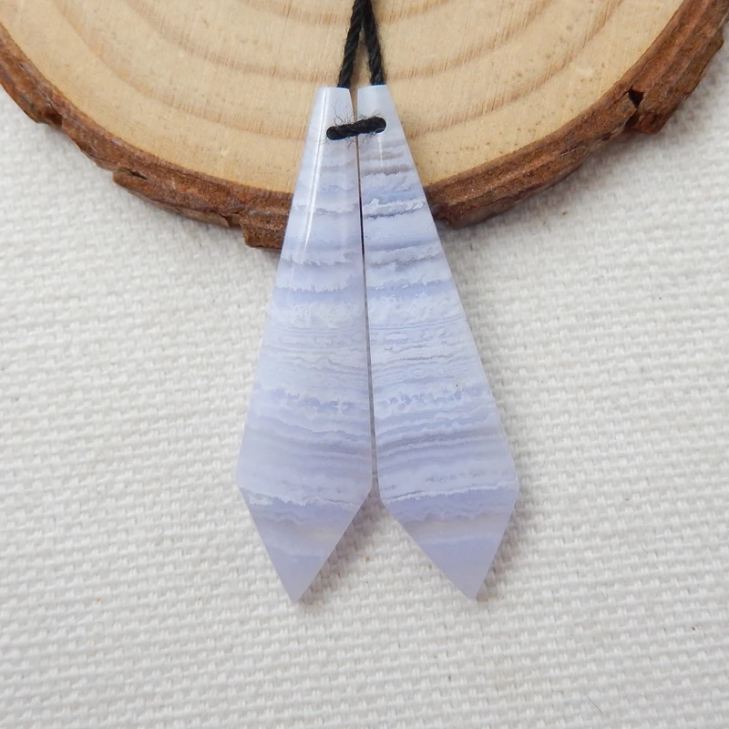 Серьги с натуральным голубым кружевом светильник агатом синие серьги 29x9x4 мм 3 28 г