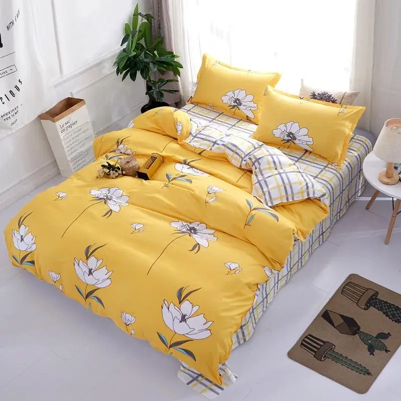 

Yellow Duvet Cover 3/4 pcs Bedding Set Adult Kids Child Soft Cotton Bed Linen Single Twin Queen King Size Bedspreads Bedclohtes