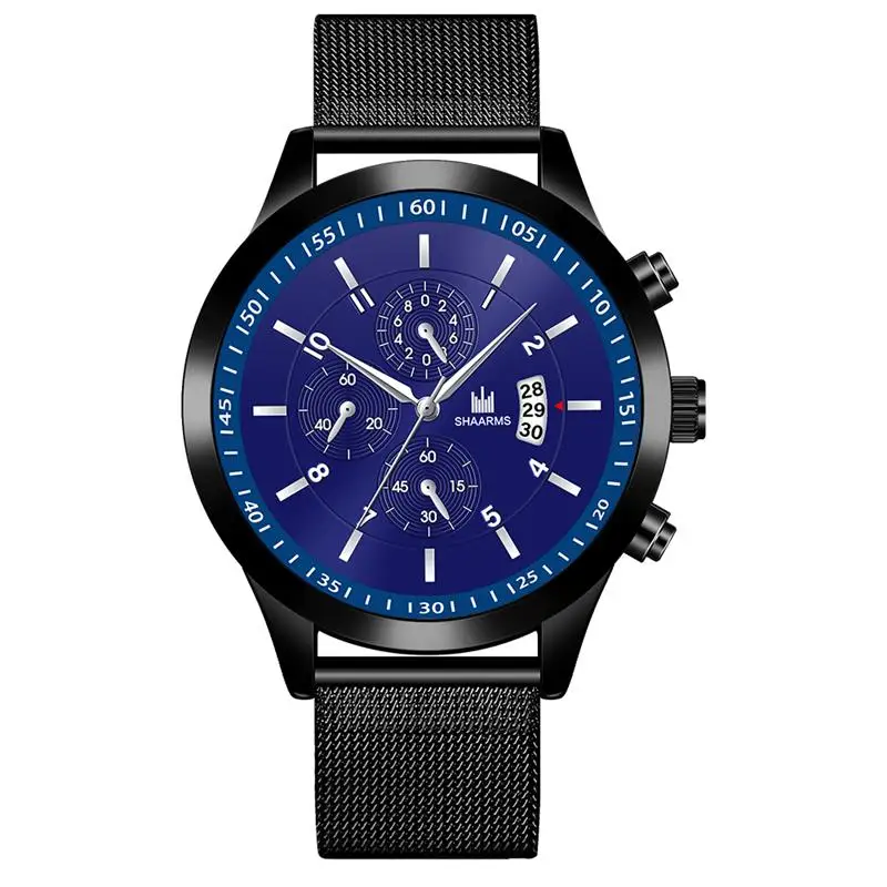 Мужские часы SHAARMS 2020 кварцевые наручные с золотым сетчатым браслетом мужские