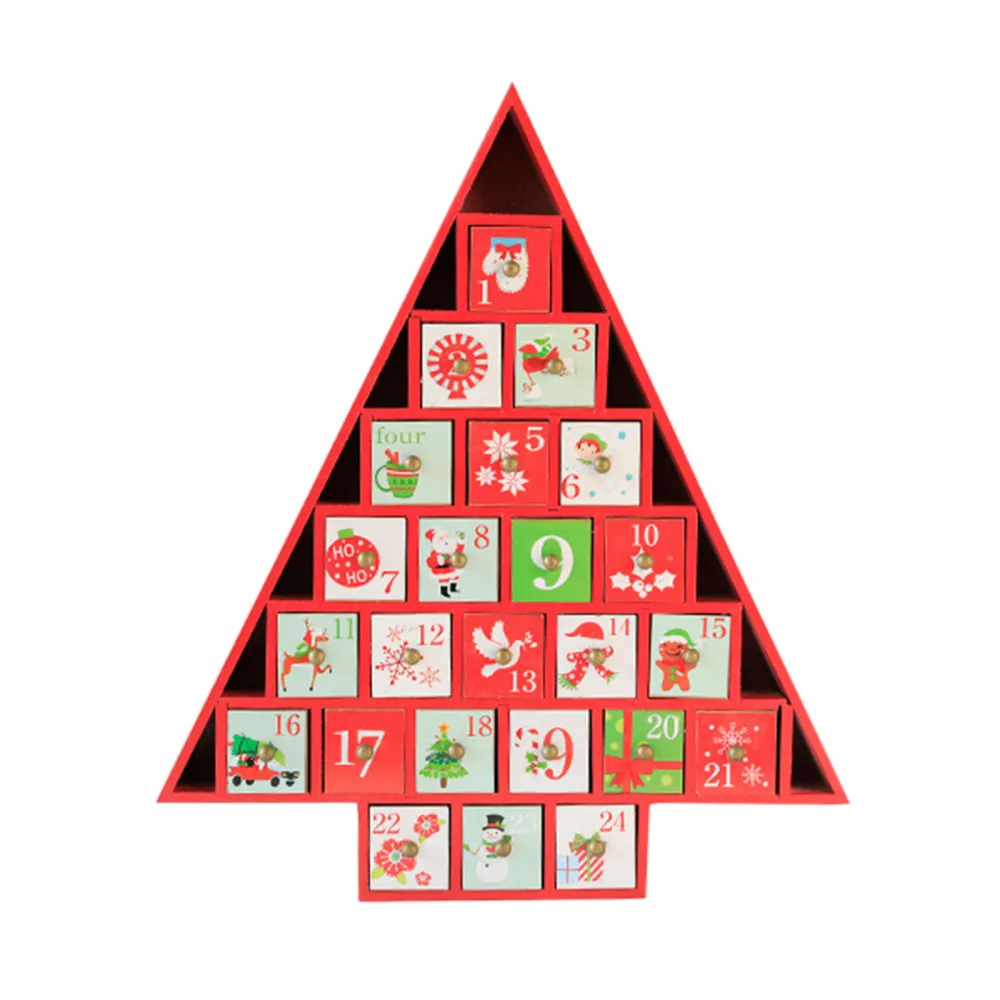 

Christmas Wooden Advent CalendarS Gift Pendant Long-term Use Tree-shaped Tabletop Decorations Festival Supplies Xmas Ornaments