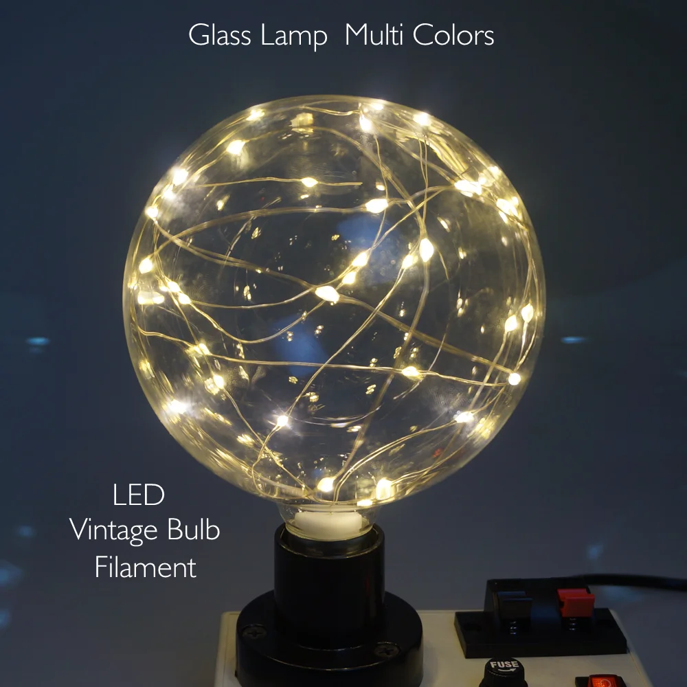 

LED Large Global Vintage Filament Glass Bulb Retro Lamp E27 AC85-265V Multi Colors Lampada Copper Wire String Decor Lights