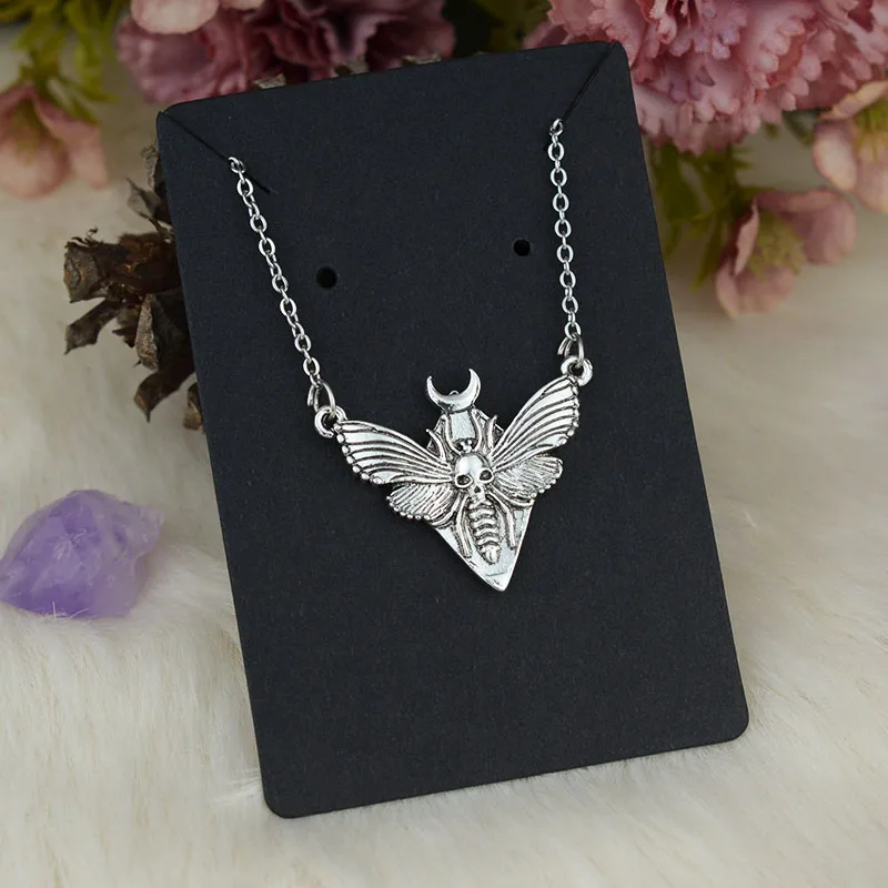 

Death Head Butterfly Pendant Silver Wicca Moth Gothic Necklace Jewelry For Women