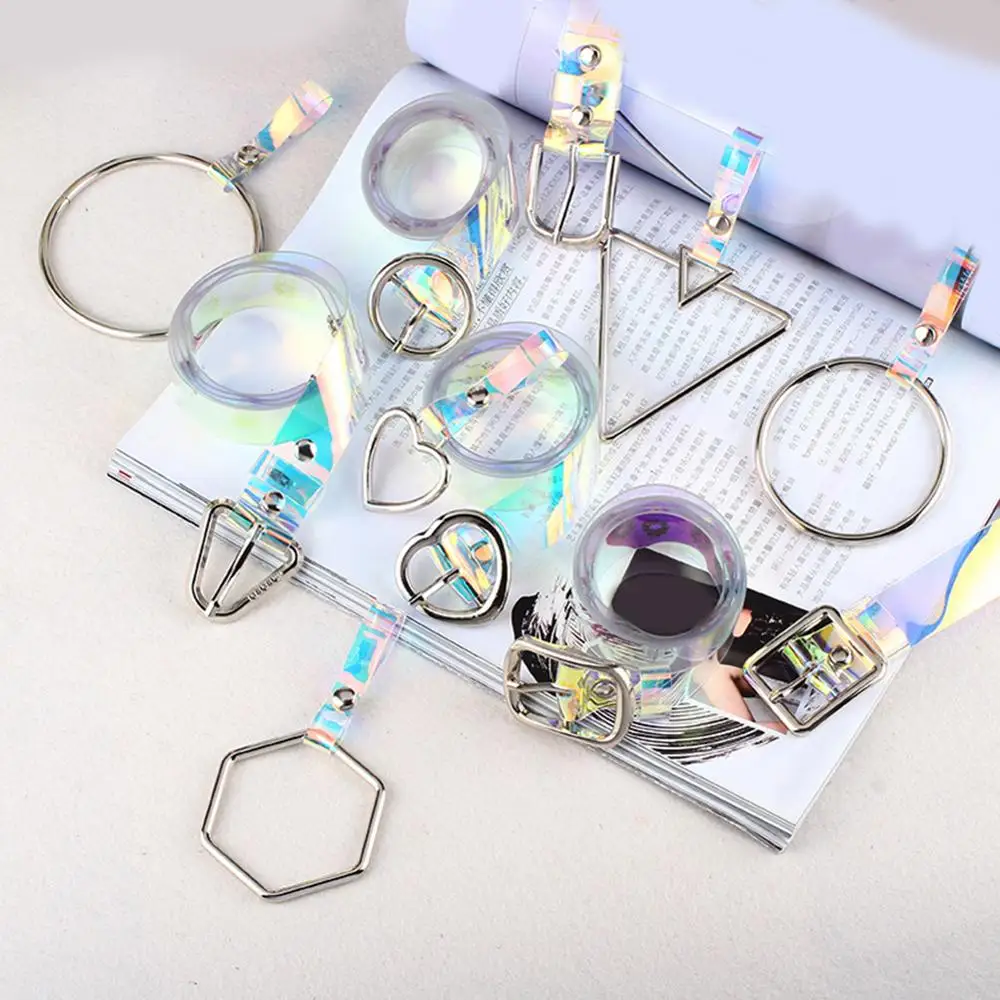 

2020 New Women's Belt Cute Transparent PVC Long Belts For Women White Pink Waistband Fashion Metal Heart Buckle Jeans Belt