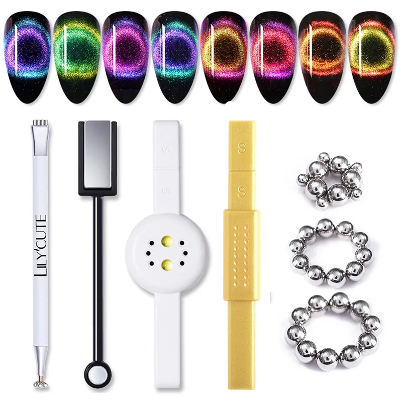 2 In 1 Double Headed Magnetic Nail Stick UV Lamp Pink Black Gold USB Cable Mini Curing Led Lamp Cat Magnetic Gel Nail Tool