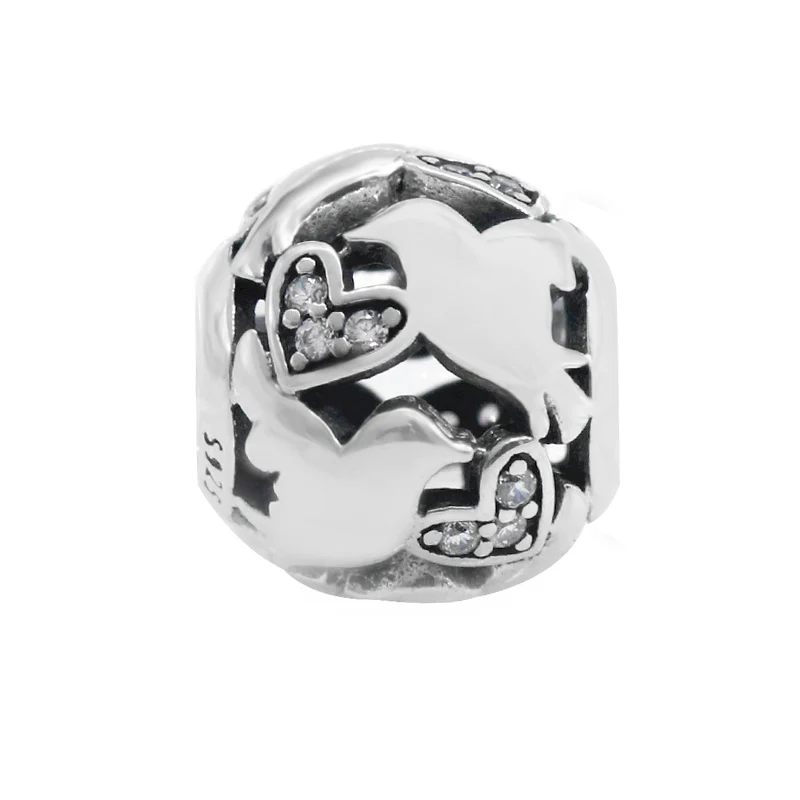 

Подходят для оригинальных браслетов Pandora шармы браслет мир голубь сердце бусины ювелирные изделия 925 пробы серебро для дружелюбного подарк...