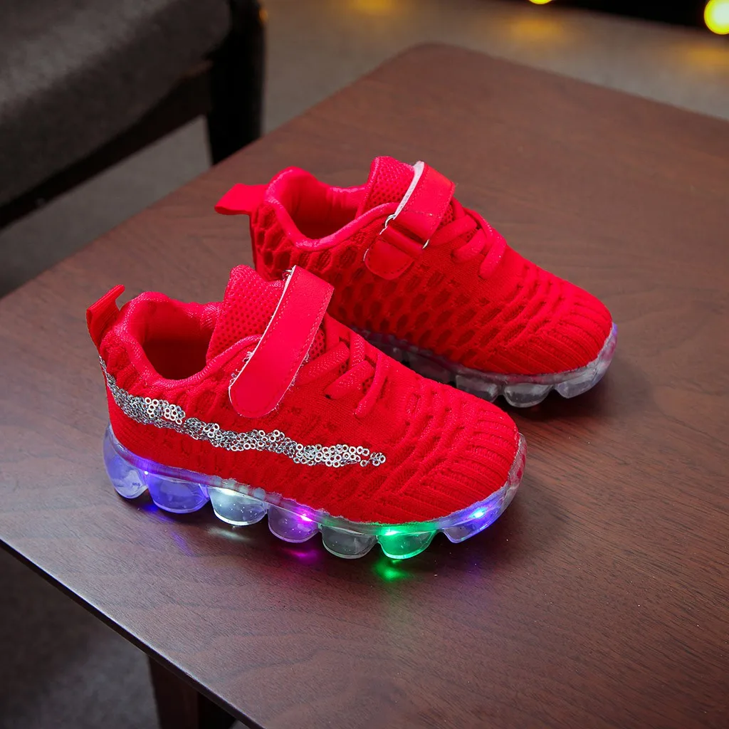 2019 new children's child baby girl boy mesh Bling Led Luminous Sport Run luminous sneakers casual shoes drop transport | Детская