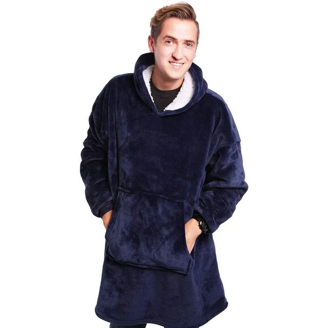 

Winter Oversized Hoodies Women Fleece Warm TV Blanket with Sleeves Pocket Flannel Plush Thick Sherpa Giant Hoody Long Sweatshirt