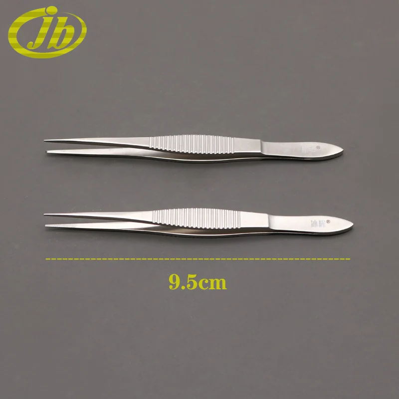 Ophthalmic forceps straight toothed 0.4mm stainless steel 9.5cm horizontal stripes tweezers ophthalmic instruments