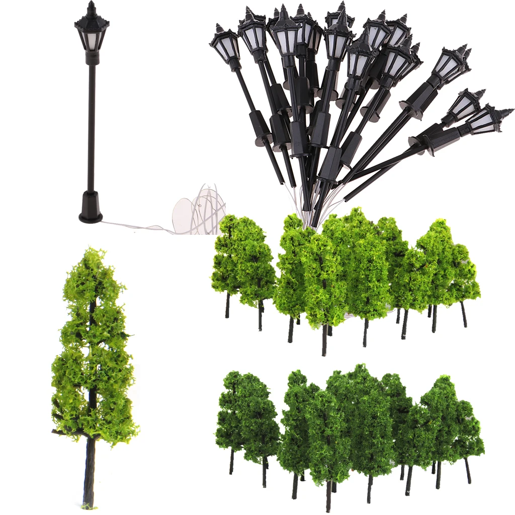 H0 1/100 модель дерева + 3 в лэмпстолб светильник для Диона Ландшафтные детали|Наборы