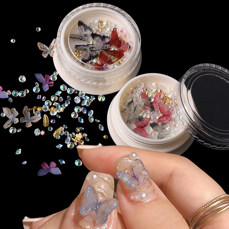 

6/10pcs Nail Art 3D Metal Color Butterfly Diamond Decoration Alloy Acrylic Nail Rhinestones Nails Jewelry Nail Art accessories