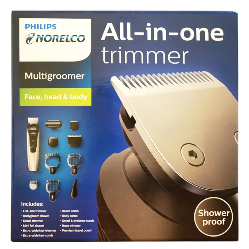 Серебристый Philips Norelco серия многофункциональная машинка для стрижки волос QG3398/49 Мужская перезаряжаемая Электробритва Триммер Водонепроницаемый 100-240 В - Цвет: Серебристый