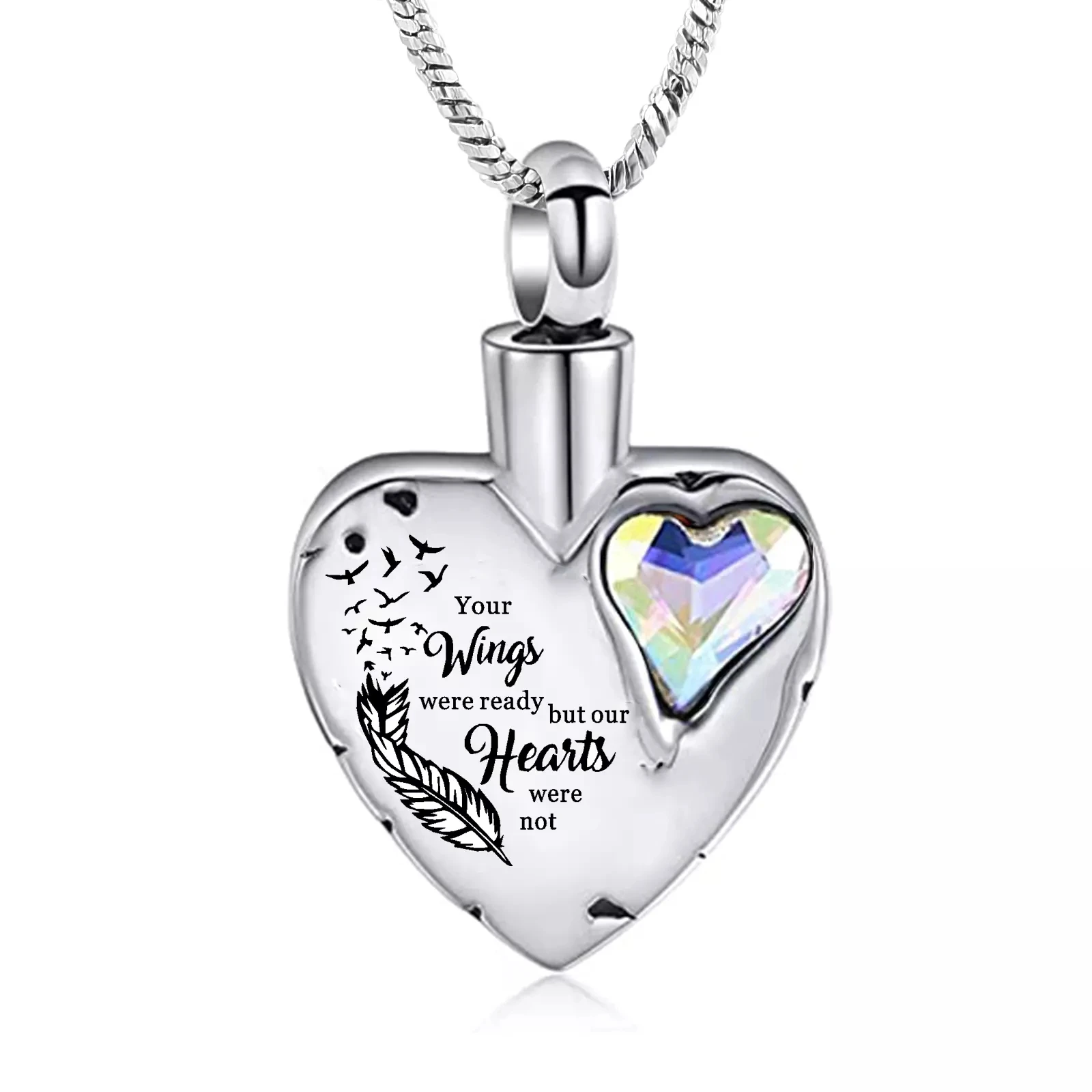 

Hold Mutil-Colored Crsytal Heart Cremation Necklace For Ashes Of Loved Ones Keepsake Memorial Urn Jewelry Pendant