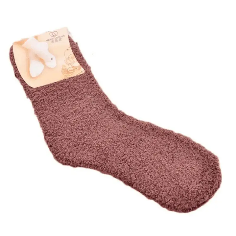 Разноцветные пушистые носки однотонные теплые зимние плотные домашние мягкие