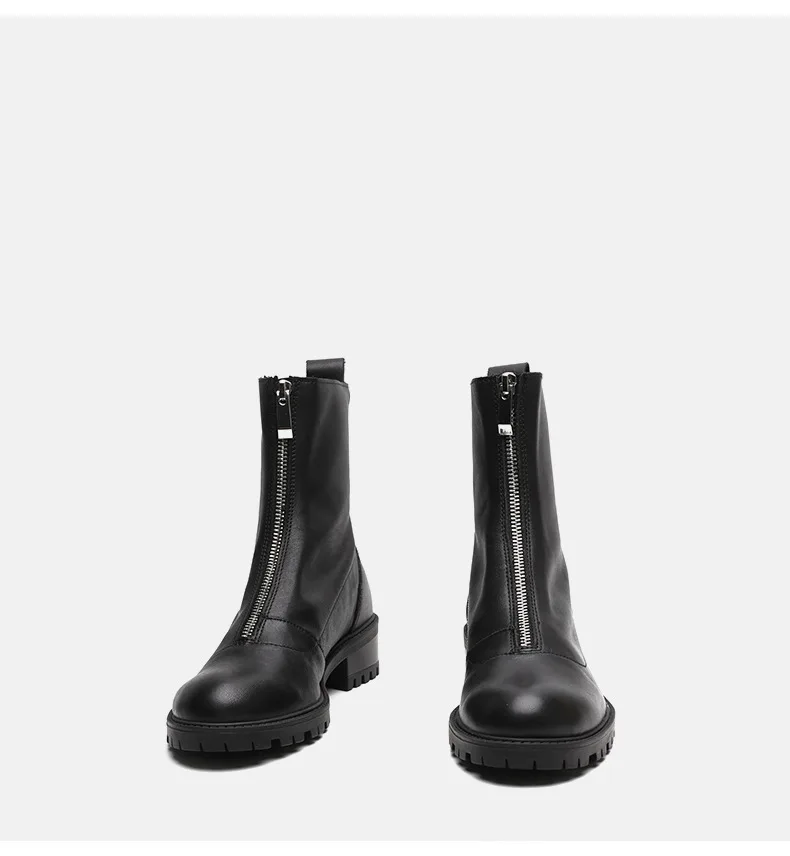 Botas mujer/ г. Повседневная обувь женские Ботинки martin на платформе черные Брендовые женские ботильоны на молнии спереди женская обувь на толстой подошве