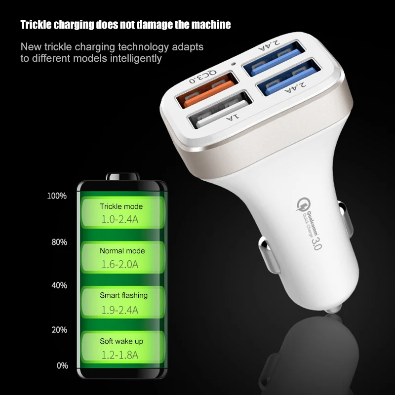 

Hot Car Mobile Phone Charger Quick Charge 3.0 4 USB Port Adapter Fast Charging Accessories J99