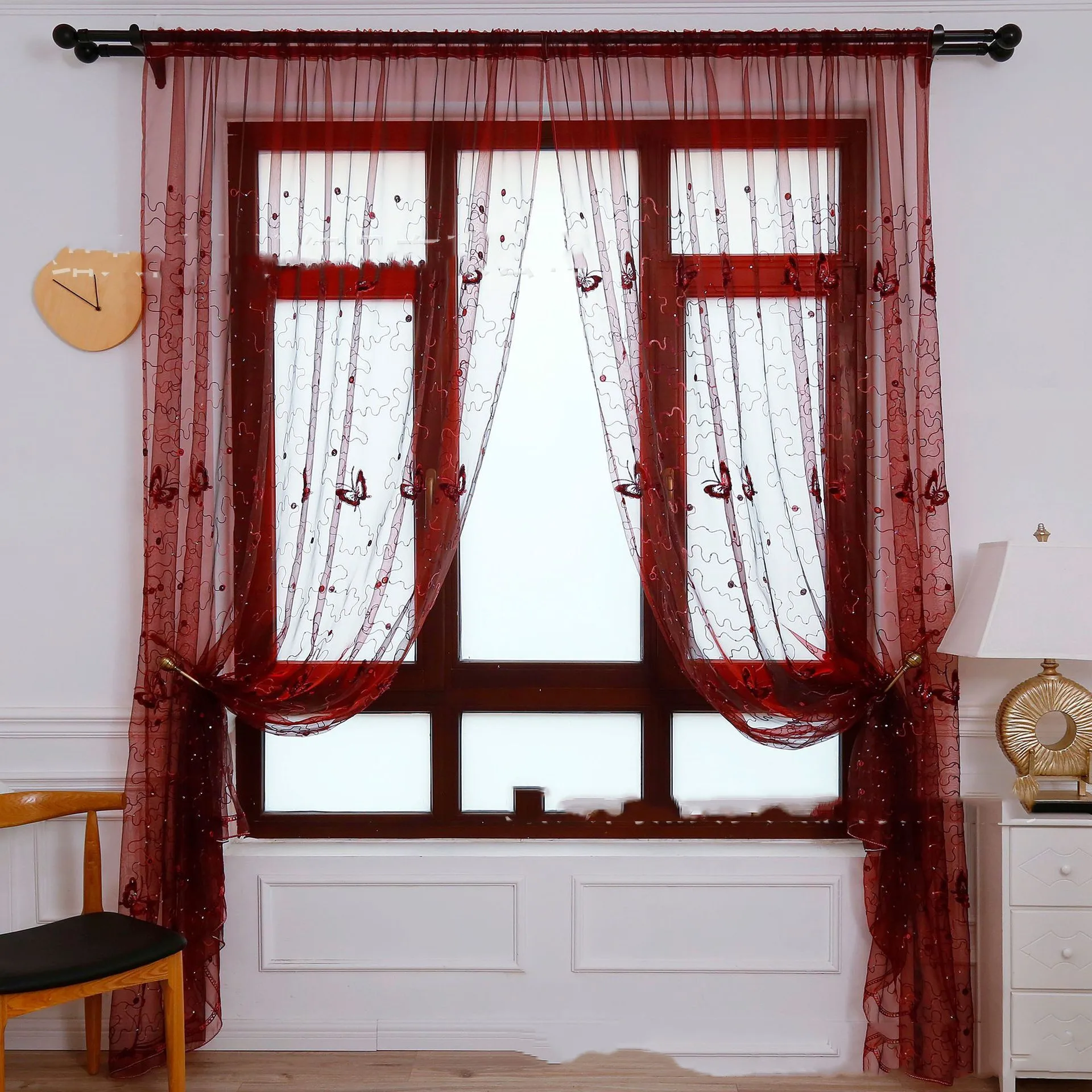 

Fresh Butterfly Garden Wind Screen Curtain Bedroom Living Room Hotel Embroidered Curtain Screen