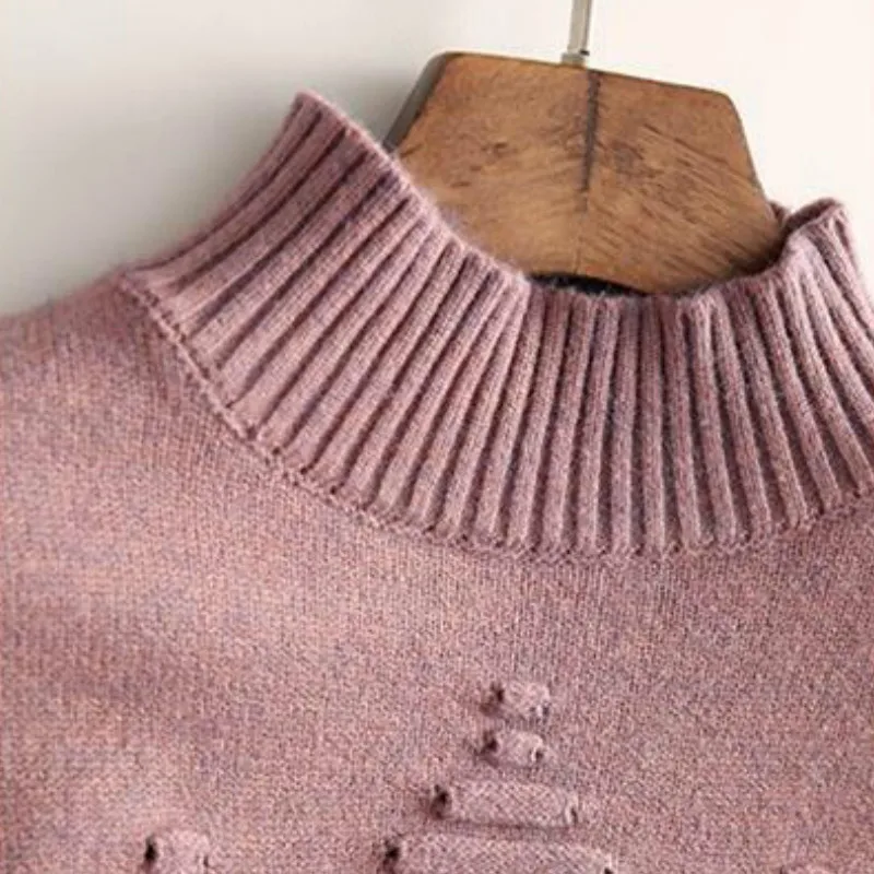 

Pullovers Women Plus Velvet Thicken Winter Warm Turtleneck Knitted All-match Korean Style Casual Fashion Daily Sweaters Loose