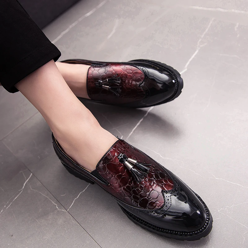 Модные мужские лоферы без застежки дышащие черные трендовые Свадебные вечерние