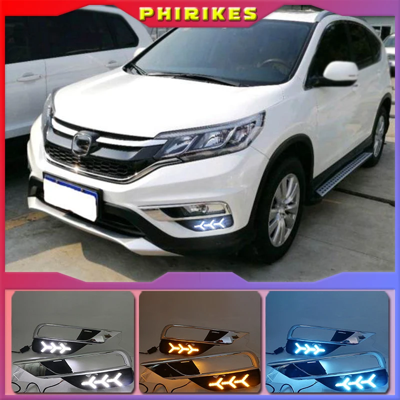 

Для Honda CRV CR-V 2015 2016 светодиодный ные Автомобильные дневные ходовые огсветильник бампер передняя противотуманная фара сигнал поворота желтый