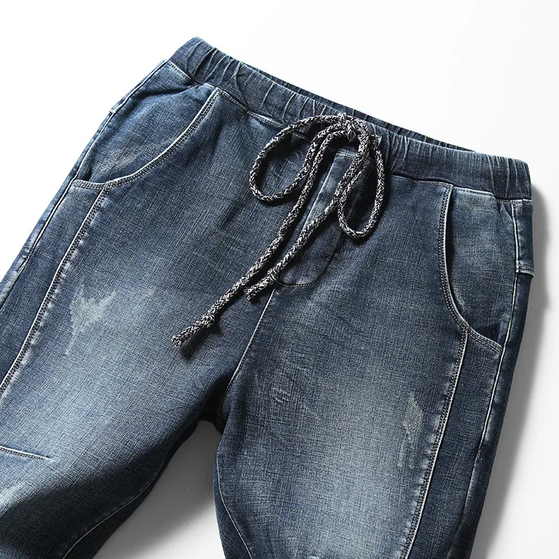 2021 New Arrival Winter Warm Fleece Men Joggers Jeans Trousers Hip Hop Vintage Harem Drawstring Denim Pants Pantalones Hombre