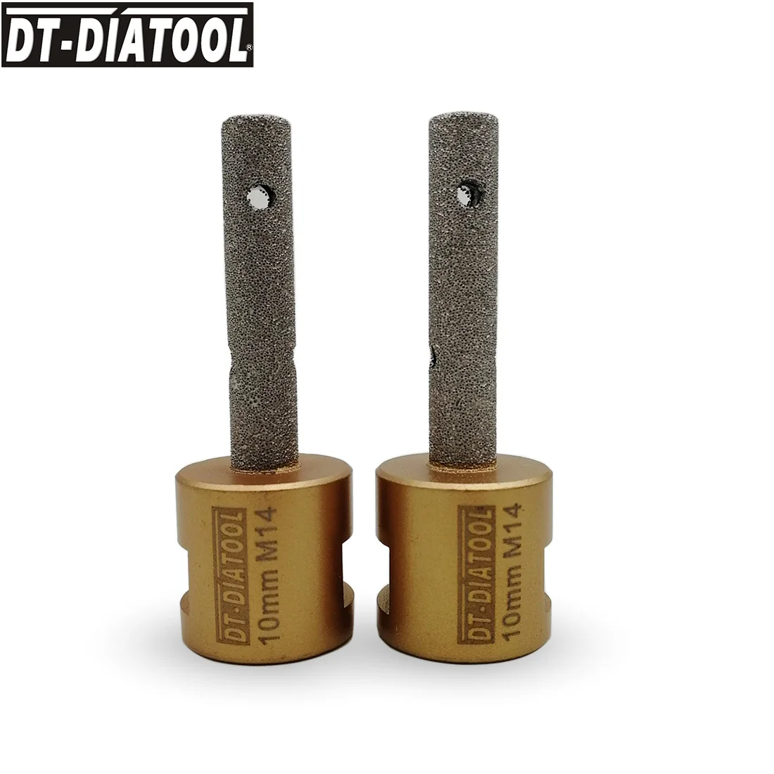 

DT-DIATOOL 2pcs Dia 10mm M14 Thread Vacuum Brazed Diamond Milling Finger Bits Enlarge Holes in Porcelain Ceramic Marble Granite