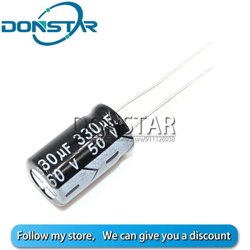 

10PCS 50V 330UF Aluminium electrolytic capacitor 330UF 50V 10*17MM Electrolytic capacitor