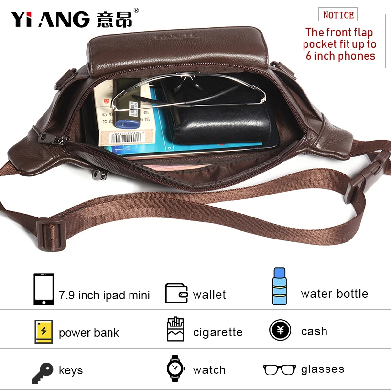 Мужские поясные сумки из натуральной воловьей кожи на грудь Женский кошелек для