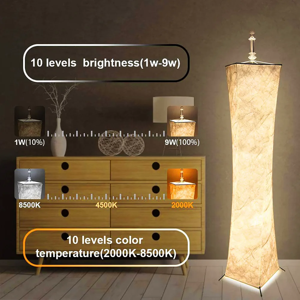 

Fabric Shade LED Floor Lamp Romantic Hotel RGB Color Changing Office Atmosphere 2.4G Brightness Adjustable With Remote Control