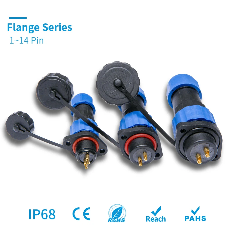 Водонепроницаемый фланцевый соединитель IP68 SP/SD/13/16/20 Панельное крепление 2/3/