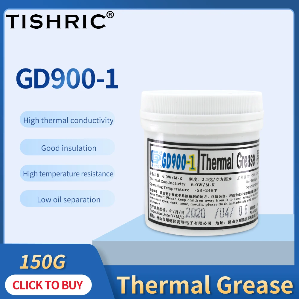

TISHRIC 150G GD900 1 Water Cooling CPU Cooler Heatsink VGA GPU LED LCD Thermal Paste For Processor Cooling Fan Heatsink Plaste