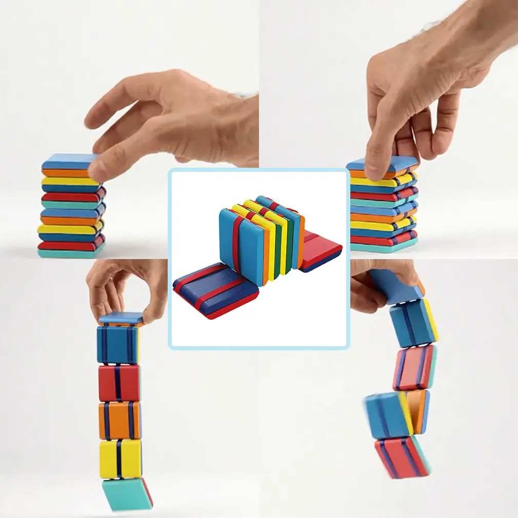 

Flipo Flip Colorful Flap Wooden Ladder Blocks Toy Optical Illusion Jacobs Ladder Fidget Toys Decompression Toy