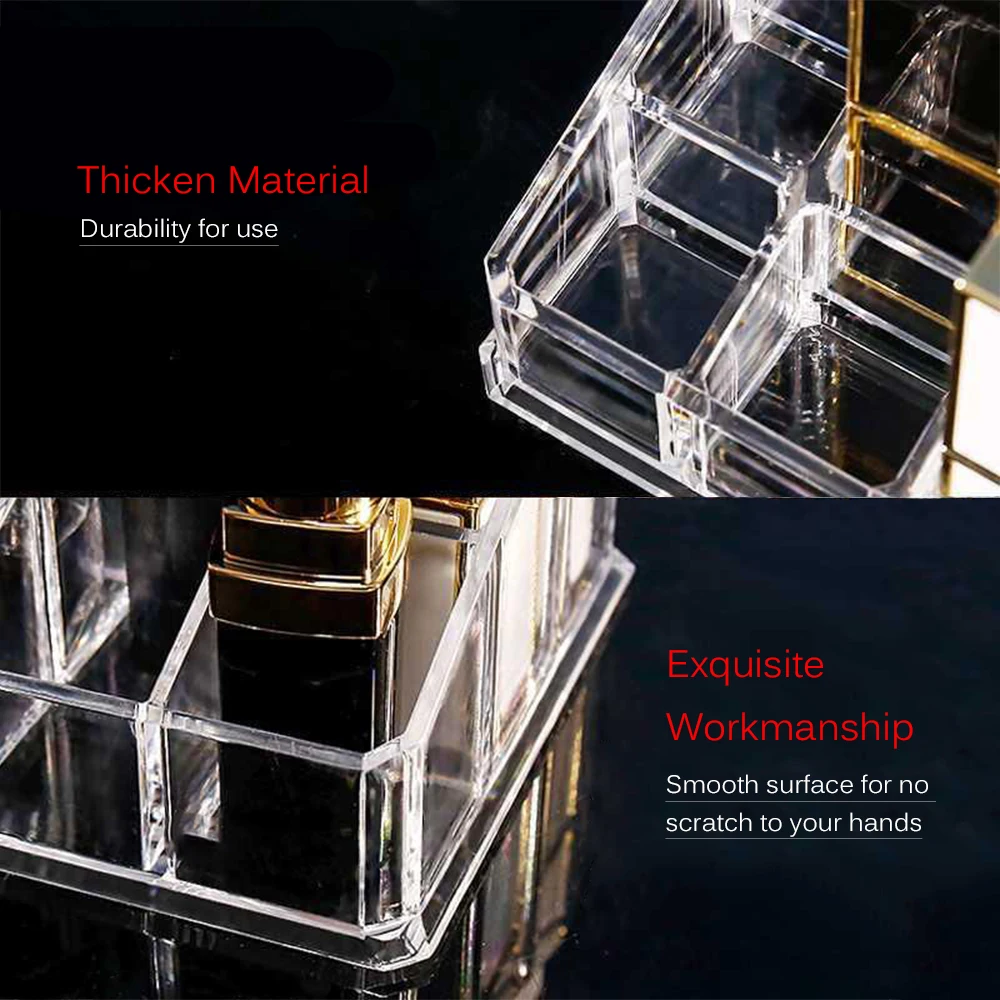 3 Tier Transparent Plastics Storage Rack Makeup Orgnizer Holder with Stainless Steel Tube Lipstick Comestic Slot | Дом и сад