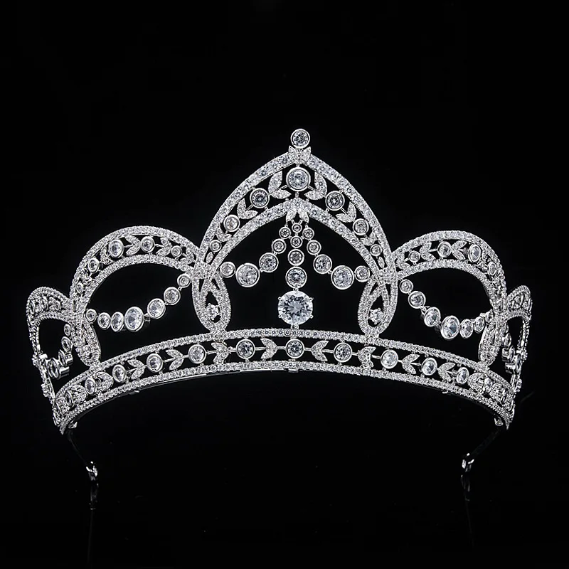 Zircon Tiaras and Crowns Luxury Hair Jewelry Wedding Bridal Hair Accessories Headpiece CZ Cubic Zirconia Tiara Princess Crown