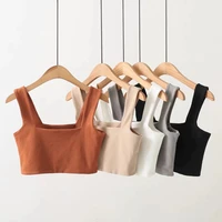 new summer crop top women fashion solid white black orang grey slim fitted super short tank top