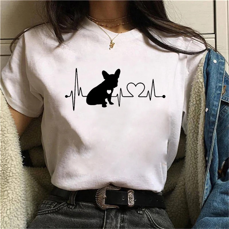 

2021 gato batimentos cardíacos impresso tshirt feminino casual engraçado t camisas femme branco manga curta camisetas topos hips