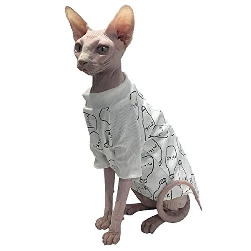 

Pet Hairless Cat T-shirt Spring, Summer and Autumn Breathable Cat Wear Vest Suitable for Sphynx,Cornish Rex,Devon Rex,Peterbald