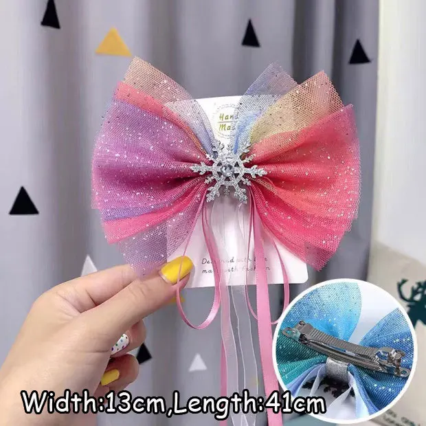 M MISM снежный большой бант блестящая градиентная синяя модная шпилька для волос