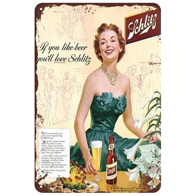 Liquor Beer Plaque/Pin Up Girl Vintage Metal Tin Sign Shabby Chic Wall Art Decor Bar Pub Market Home Iron Poster | Дом и сад