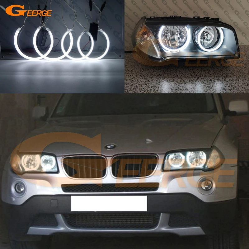 For BMW E83 X3 facelift 2007 2008 2009 2010 Halogen headlight Excellent Quality CCFL Angel Eyes Halo Rings Car styling
