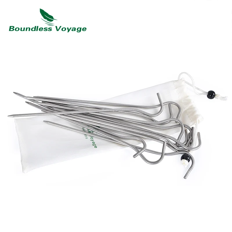 Boundless Voyage Titanium Tent Pegs Outdoor Camping Tent Stakes Canopy Nail  Ground Pin Tent Accessories